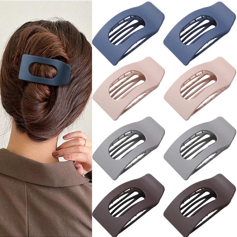 Drealoe 8 Pack Dark Neutral Flat Hair Clips for Women – Large Matte No-Slip Rectangle Claw Clips Thick & Thin Hair in Deep Brown, Navy, and Grey, Strong Hold Square Hair Accessories - Image 1